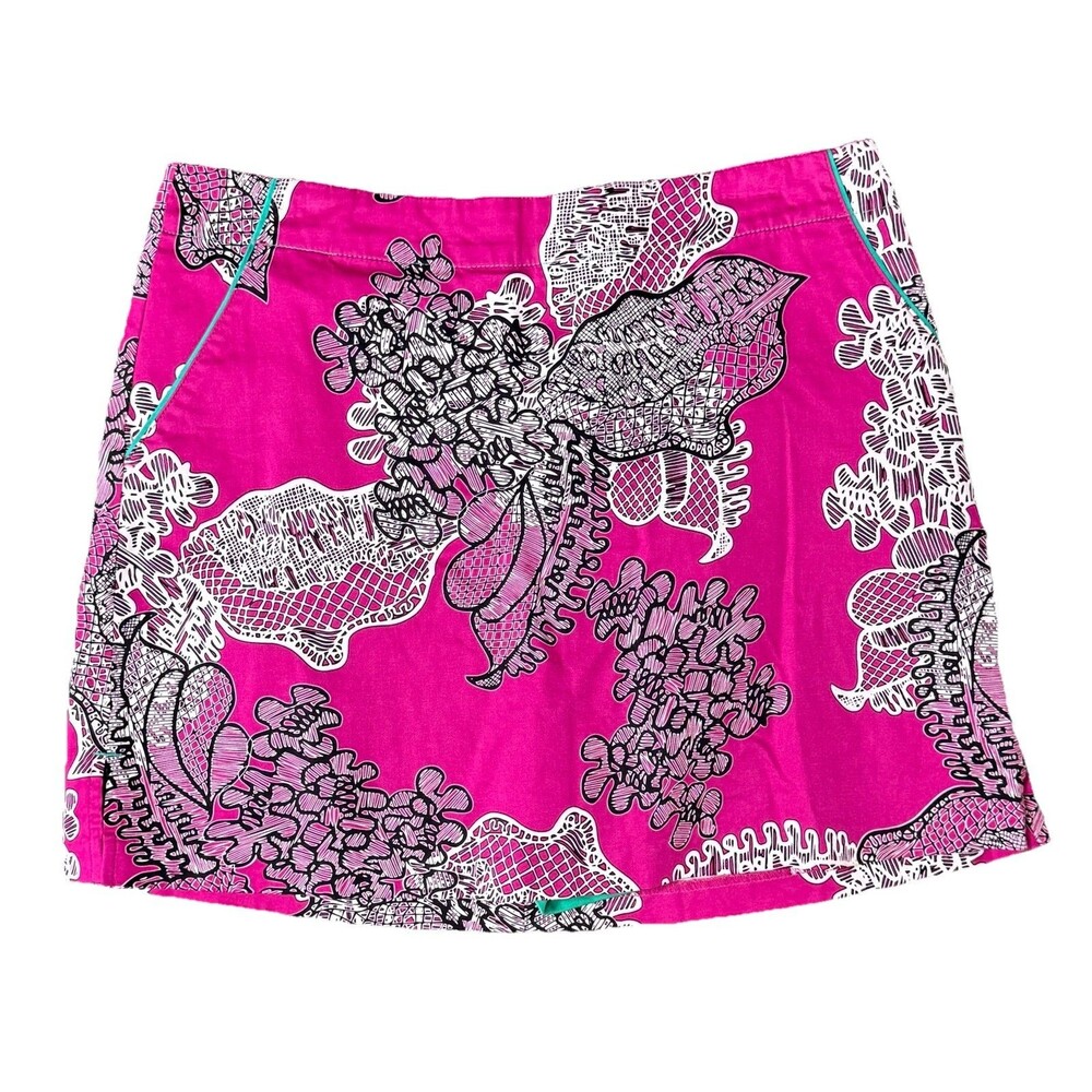 Lady Hagen Womens Fuchsia Pink Graphic Floral Skort Golf Tennis Pickle Ball 10